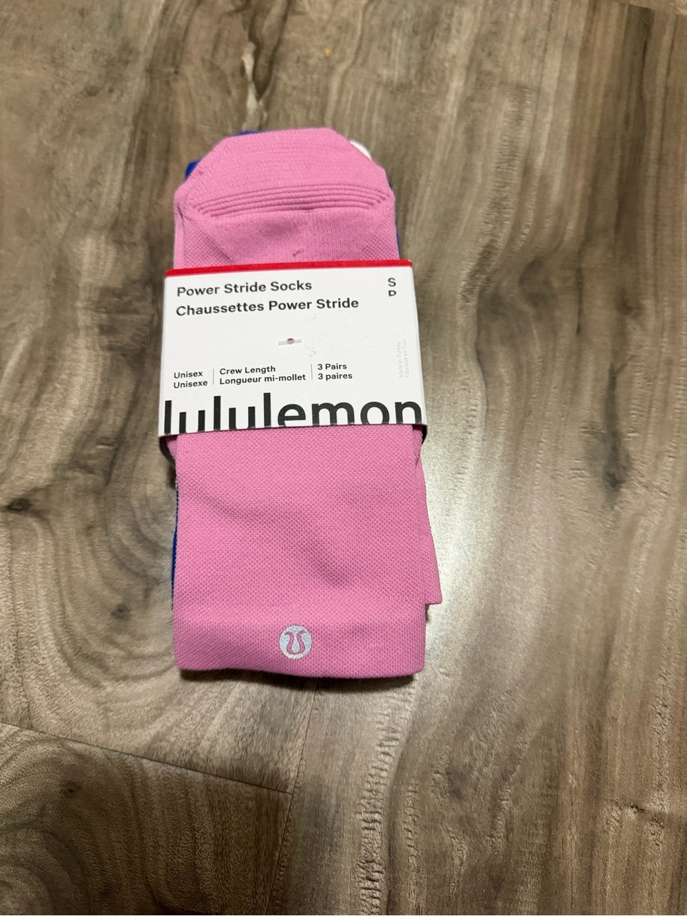 Lululemon Power Stride Crew Socks 3 Pack Size S Pink Blue White NWT